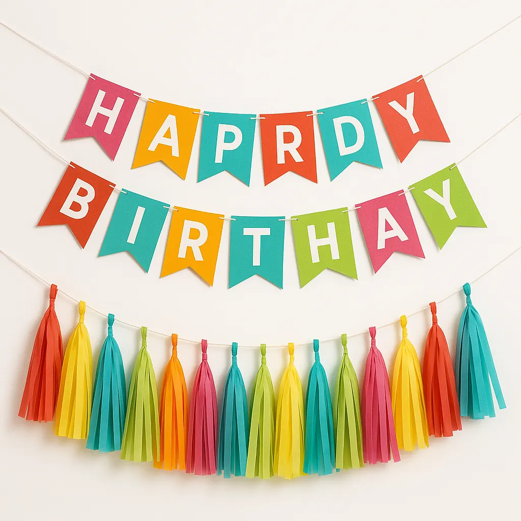 Happy Birthday Banner with Tassel Garland
